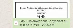 Le RNDDH plaide en faveur d’un syndicat au sein de la PNH 2